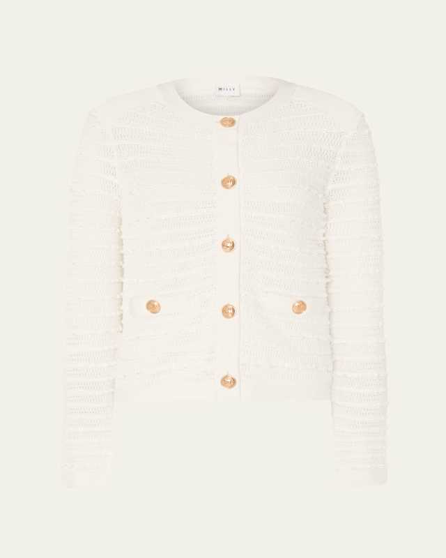 Beaded Button-Down Knit Cardigan